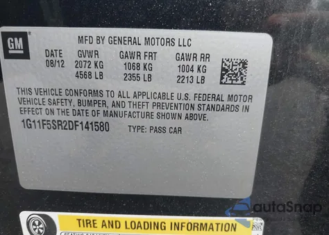 2013 Chevrolet Malibu Eco Premium Audio z USA, uszkodzony, nr VIN 1G11F5SR2DF141580